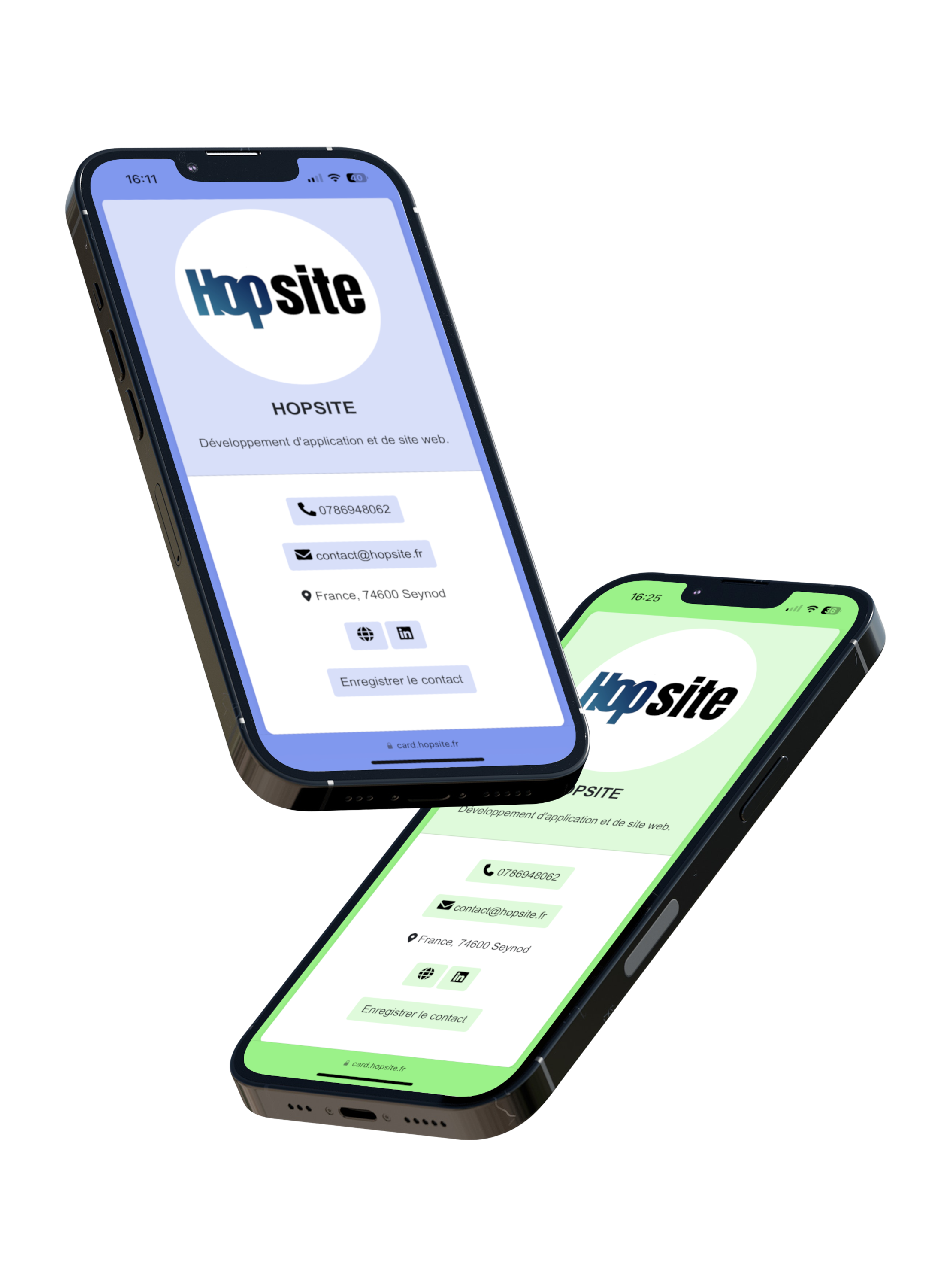 Téléphone avec site internet HOPCARD - Solution de carte de visite dématérialisée pour une présence en ligne efficace.